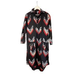 Osei Duro Black and Red Cotton Long Sleeve Mini Dress XS